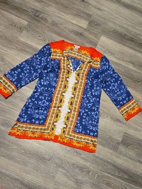 Vintage Cache Silky Scroll Print Tunic Sz Small